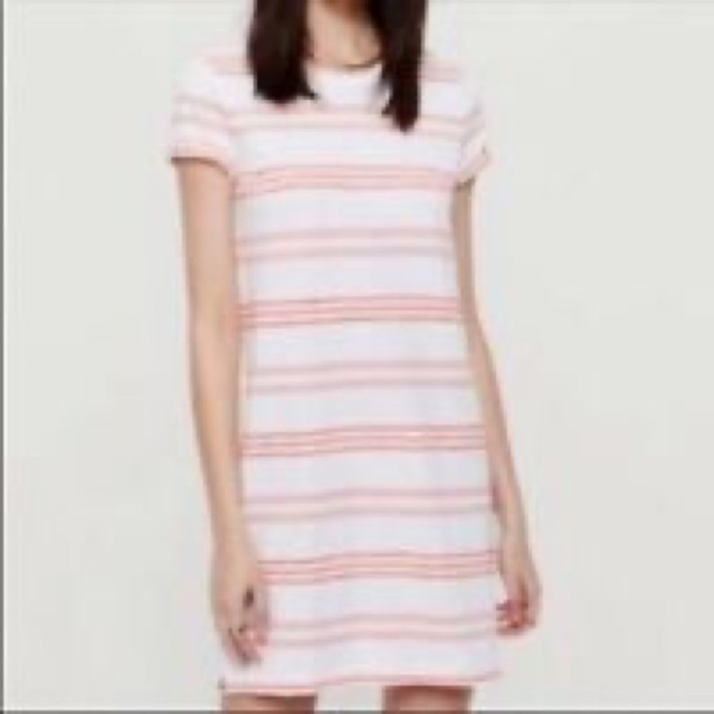 NWOT Lou & Grey t-shirt dress. White with orange stripes. Size medium - Picture 7 of 7